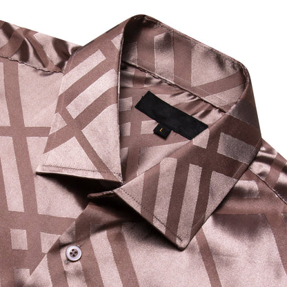 Champagne Plaid Silk Dress Shirt shirt    - Sophisticated Gentlemen