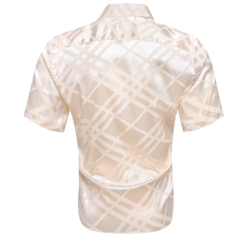 Beige Plaid Silk Dress Shirt shirt    - Sophisticated Gentlemen