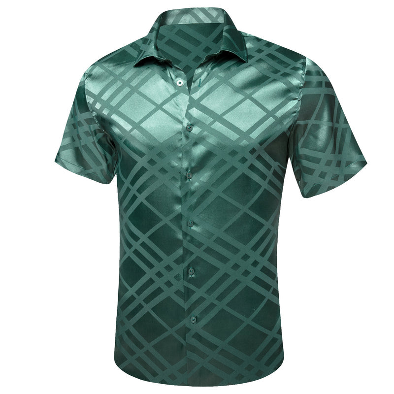 Mint Green Plaid Silk Dress Shirt shirt    - Sophisticated Gentlemen