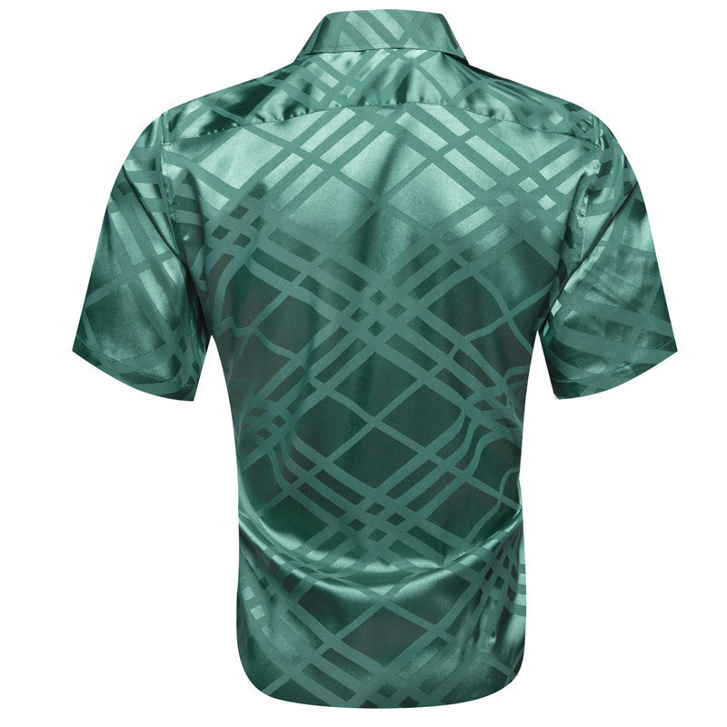 Mint Green Plaid Silk Dress Shirt shirt    - Sophisticated Gentlemen