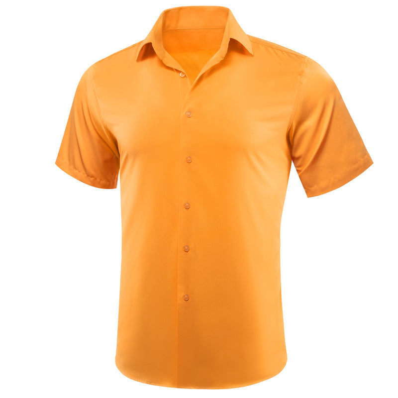 Orange Solid Silk Dress Shirt shirt    - Sophisticated Gentlemen