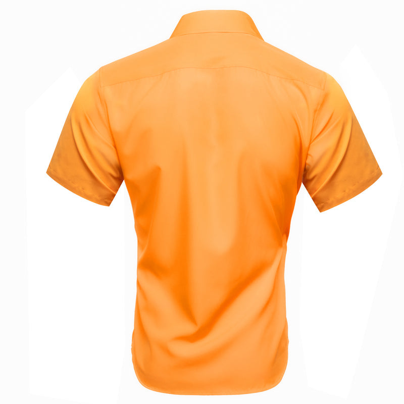 Orange Solid Silk Dress Shirt shirt    - Sophisticated Gentlemen