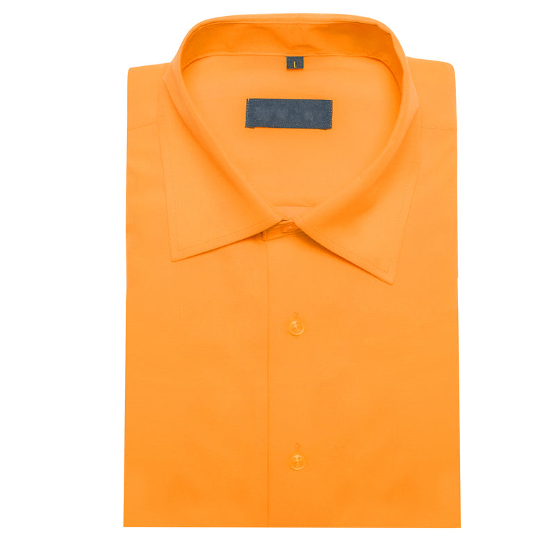 Orange Solid Silk Dress Shirt shirt    - Sophisticated Gentlemen