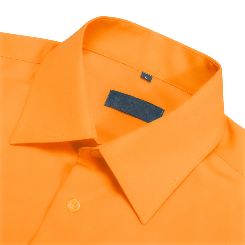 Orange Solid Silk Dress Shirt shirt    - Sophisticated Gentlemen