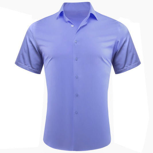 Purple Solid Silk Dress Shirt shirt S   - Sophisticated Gentlemen