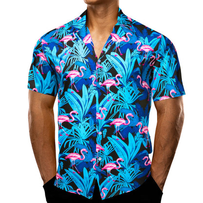 Blue Pink Flamingo Novelty Dress Shirt shirt    - Sophisticated Gentlemen
