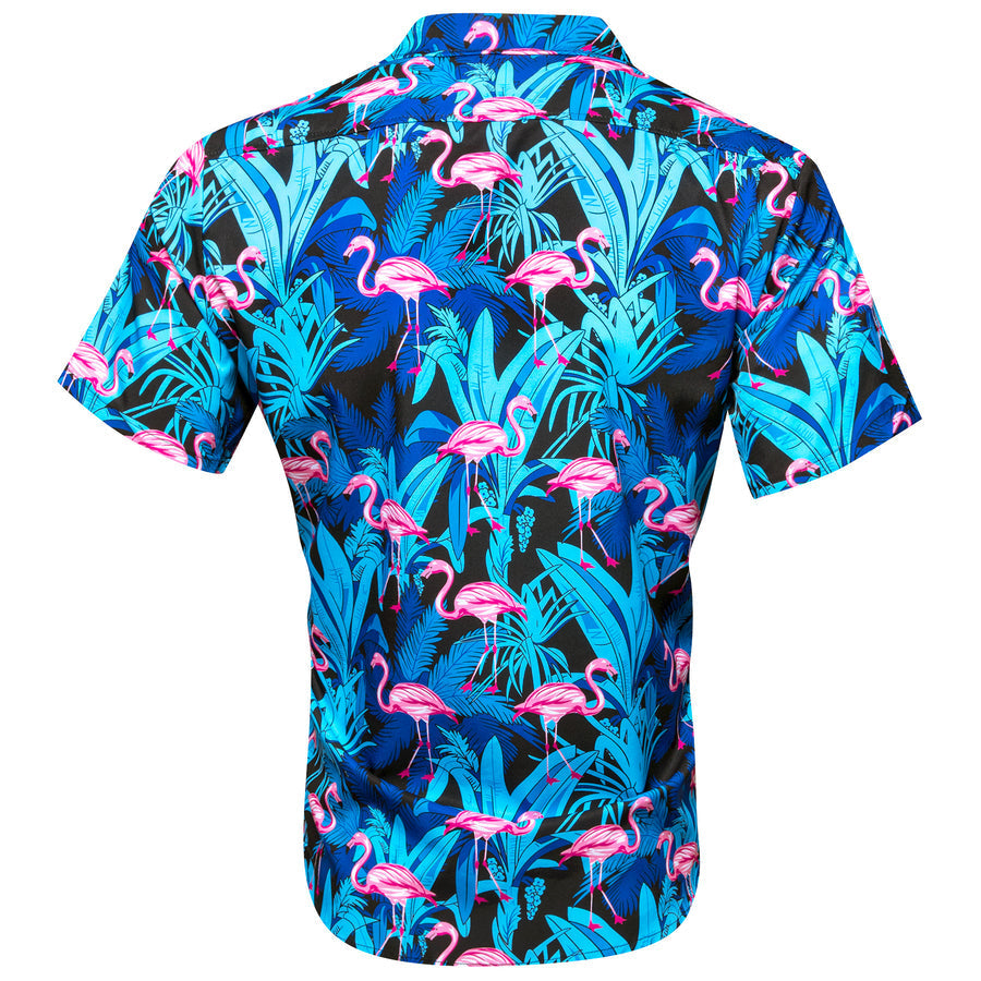 Blue Pink Flamingo Novelty Dress Shirt shirt    - Sophisticated Gentlemen