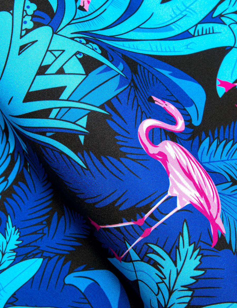 Blue Pink Flamingo Novelty Dress Shirt shirt    - Sophisticated Gentlemen