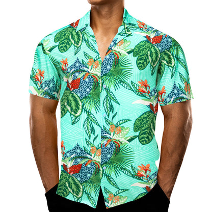 Sea Foam Green Emerald Green Leaves Novelty Dress Shirt shirt    - Sophisticated Gentlemen