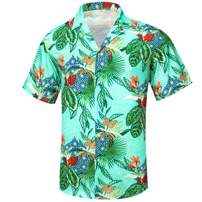 Sea Foam Green Emerald Green Leaves Novelty Dress Shirt shirt    - Sophisticated Gentlemen