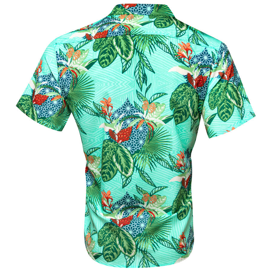 Sea Foam Green Emerald Green Leaves Novelty Dress Shirt shirt    - Sophisticated Gentlemen
