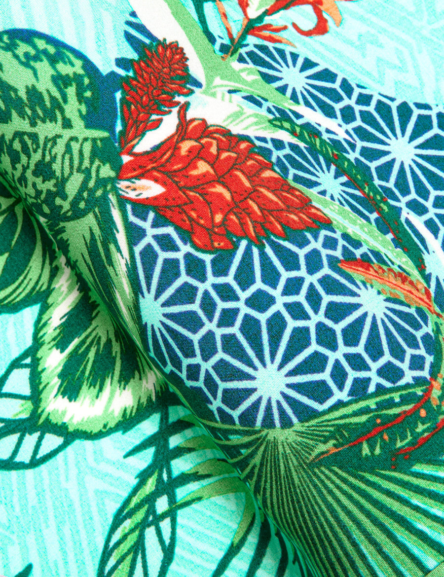Sea Foam Green Emerald Green Leaves Novelty Dress Shirt shirt    - Sophisticated Gentlemen