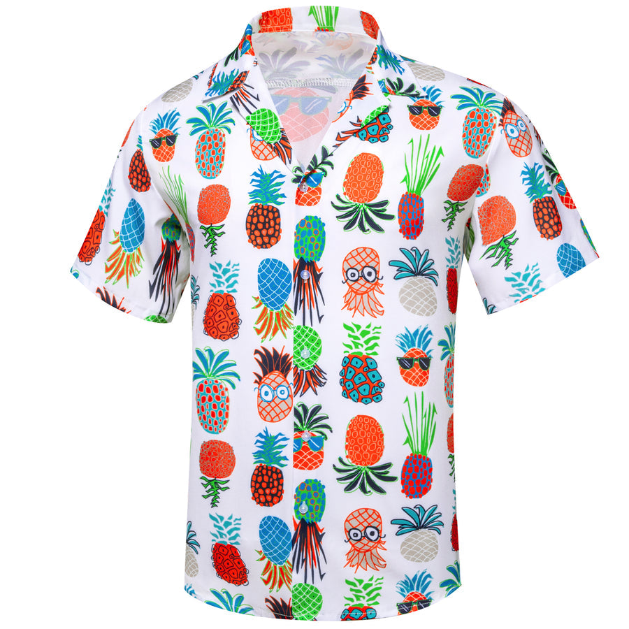White Colorful Yellow Pineapple Novelty Dress Shirt shirt    - Sophisticated Gentlemen