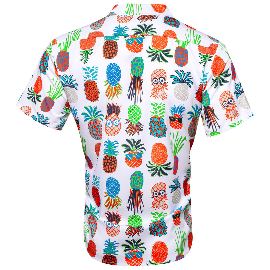 White Colorful Yellow Pineapple Novelty Dress Shirt shirt    - Sophisticated Gentlemen