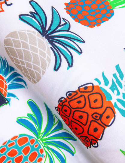 White Colorful Yellow Pineapple Novelty Dress Shirt shirt    - Sophisticated Gentlemen