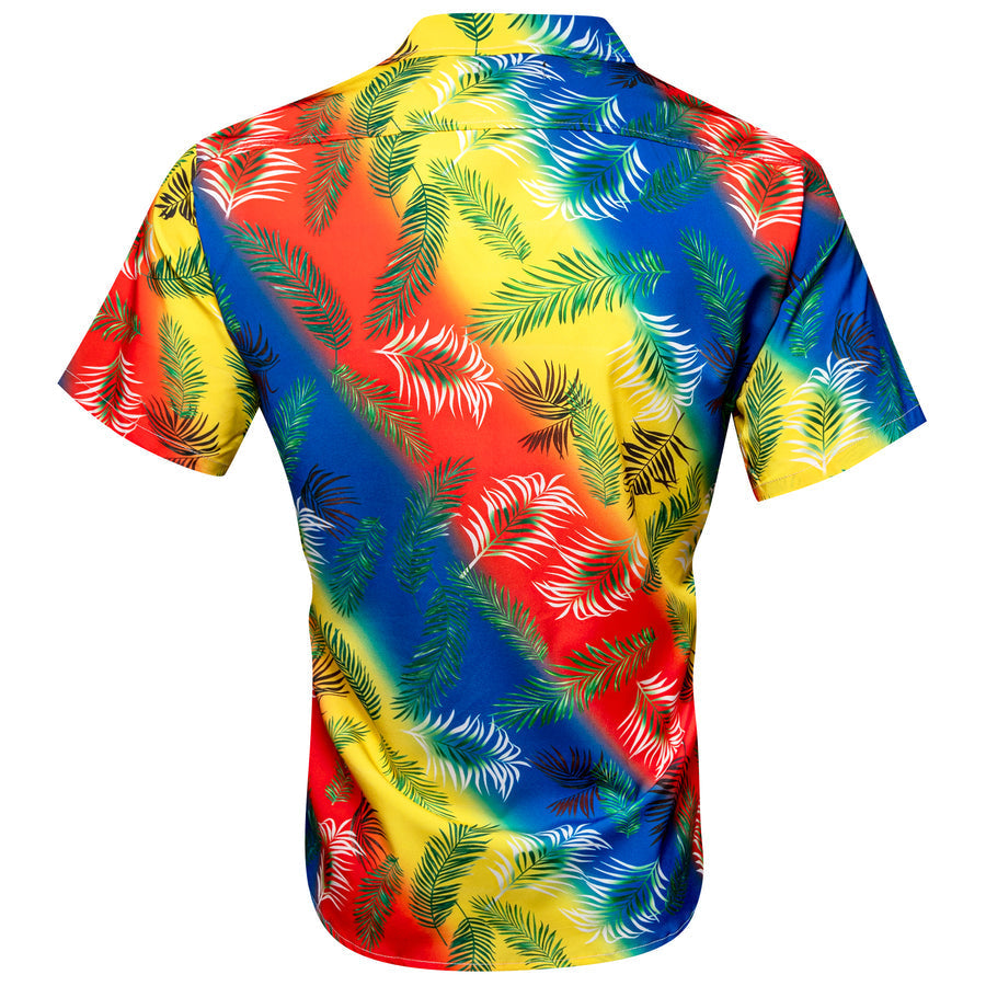 Blue Yellow Red Striped Floral Dress Shirt shirt    - Sophisticated Gentlemen