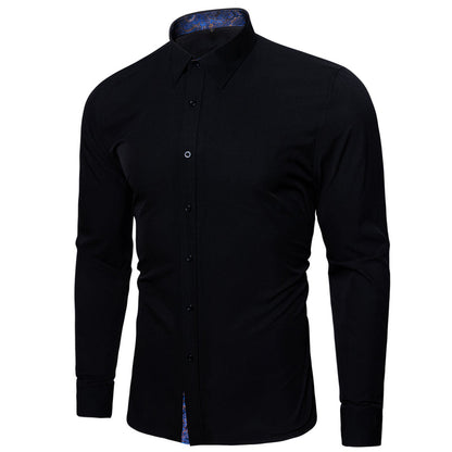 Splicing Style Black With Blue Paisley Edge Dress Shirt shirt    - Sophisticated Gentlemen