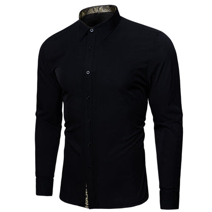 Black Champagne Floral Edge Dress Shirt shirt    - Sophisticated Gentlemen