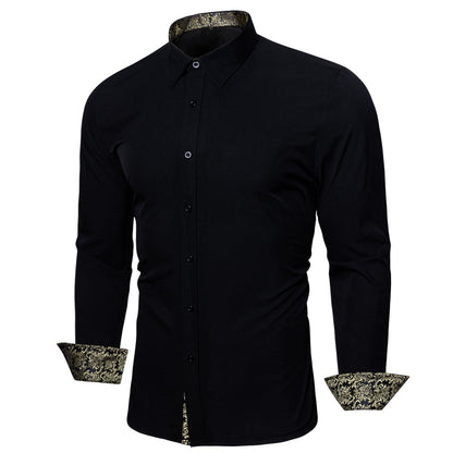 Black Champagne Floral Edge Dress Shirt shirt S   - Sophisticated Gentlemen