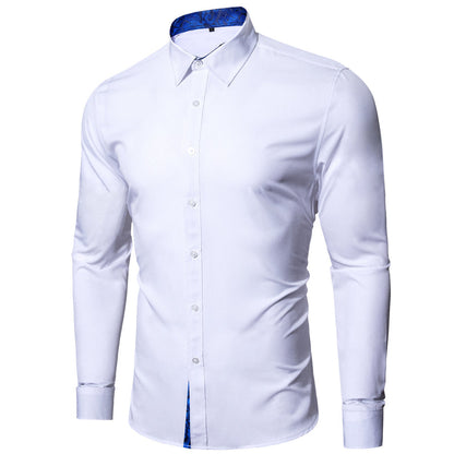 White Blue Paisley Edge Dress Shirt shirt    - Sophisticated Gentlemen
