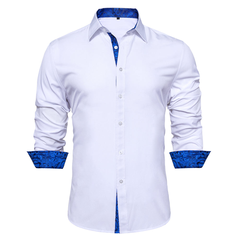 White Blue Paisley Edge Dress Shirt shirt    - Sophisticated Gentlemen