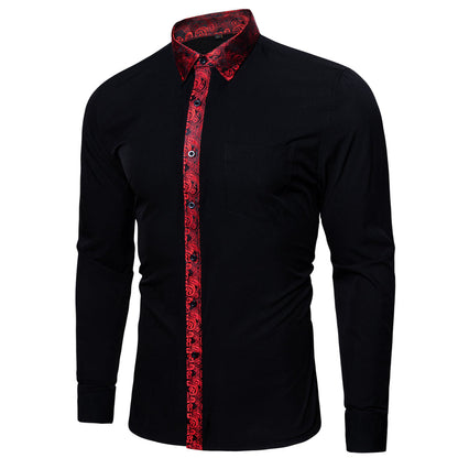 Black Red Paisley Edge Dress Shirt shirt    - Sophisticated Gentlemen