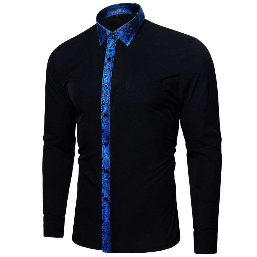 Blue Paisley Edge Dress Shirt shirt    - Sophisticated Gentlemen