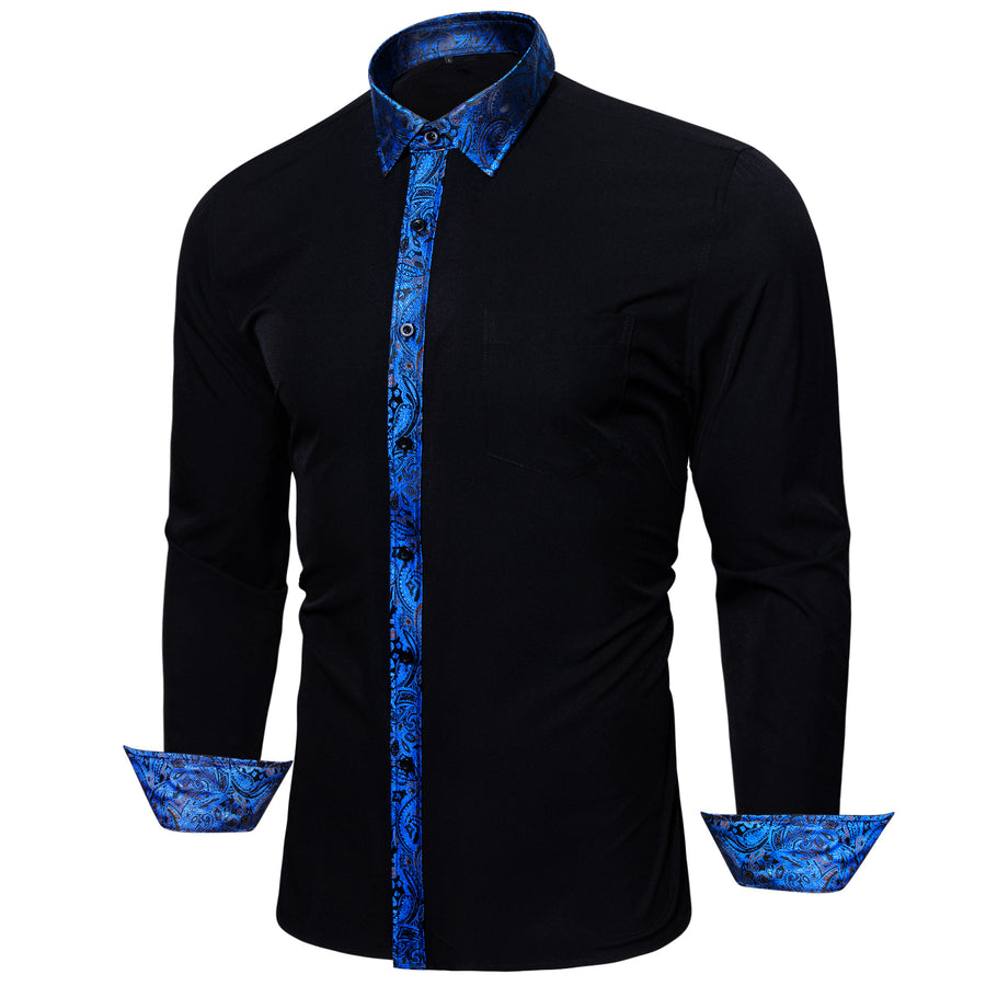 Blue Paisley Edge Dress Shirt shirt S   - Sophisticated Gentlemen