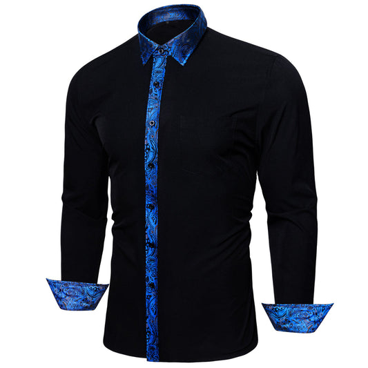 Blue Paisley Edge Dress Shirt shirt S   - Sophisticated Gentlemen