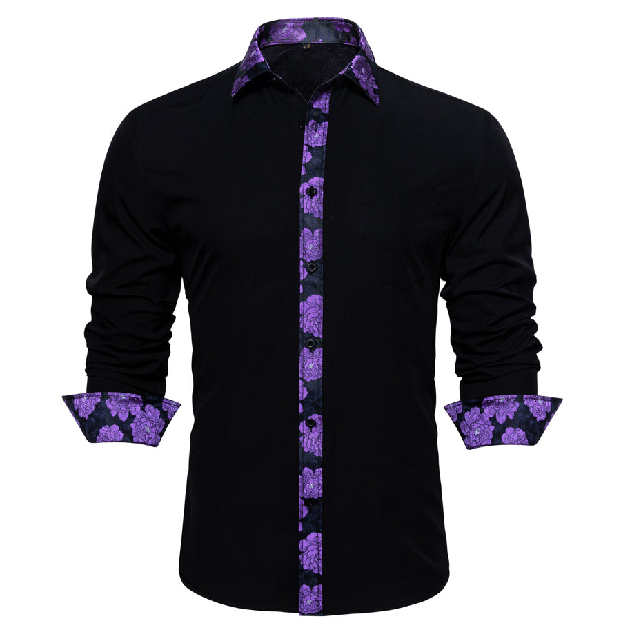 Purple Floral Edge Dress Shirt shirt    - Sophisticated Gentlemen