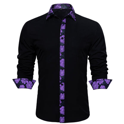 Purple Floral Edge Dress Shirt shirt    - Sophisticated Gentlemen