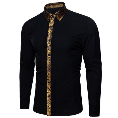 Black With Golden Paisley Edge Dress Shirt shirt    - Sophisticated Gentlemen