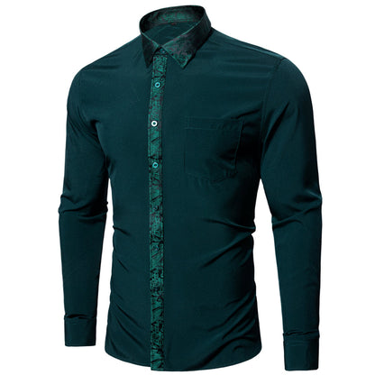 Dark Green With Green Paisley Edge Dress Shirt shirt    - Sophisticated Gentlemen