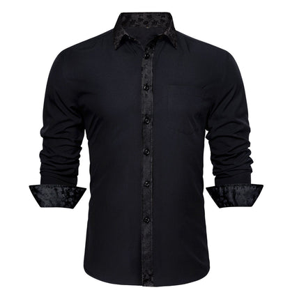 Black Floral Edge Dress Shirt shirt S   - Sophisticated Gentlemen