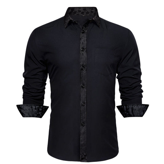 Black Floral Edge Dress Shirt shirt S   - Sophisticated Gentlemen