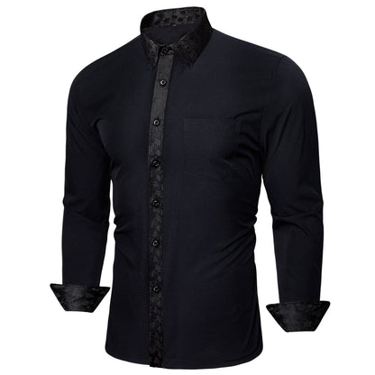 Black Floral Edge Dress Shirt shirt    - Sophisticated Gentlemen