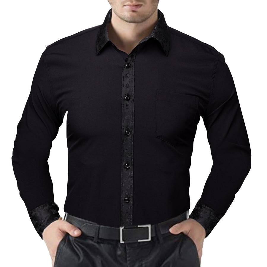 Black Floral Edge Dress Shirt shirt    - Sophisticated Gentlemen