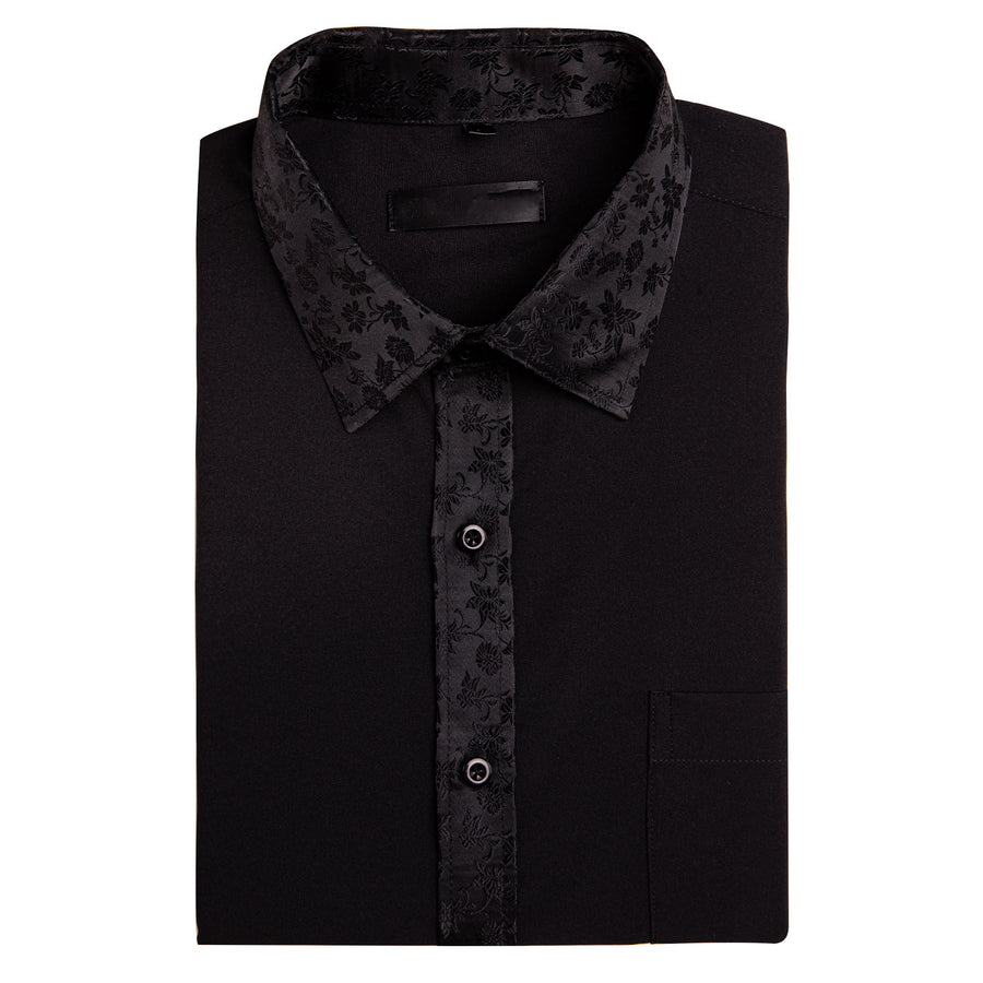 Black Floral Edge Dress Shirt shirt    - Sophisticated Gentlemen