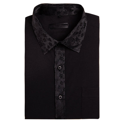 Black Floral Edge Dress Shirt shirt    - Sophisticated Gentlemen
