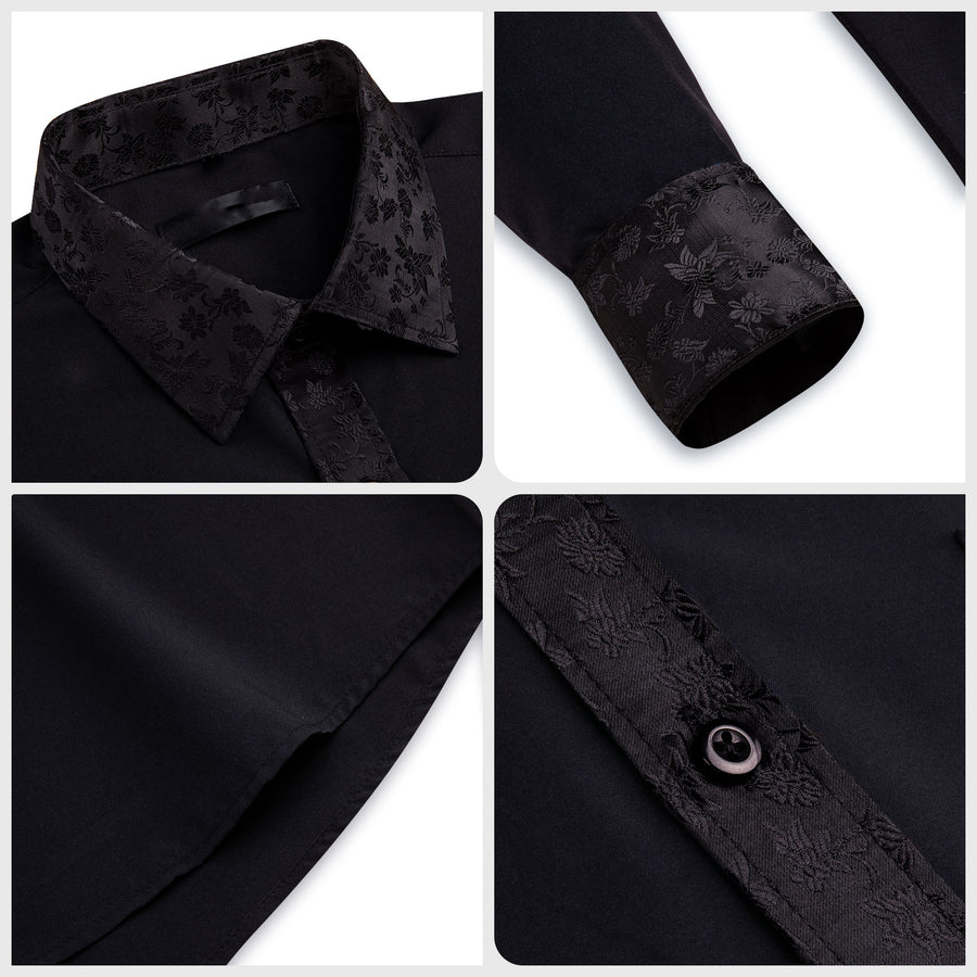 Black Floral Edge Dress Shirt shirt    - Sophisticated Gentlemen