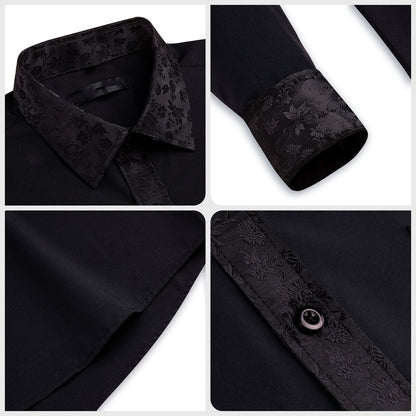 Black Floral Edge Dress Shirt shirt    - Sophisticated Gentlemen