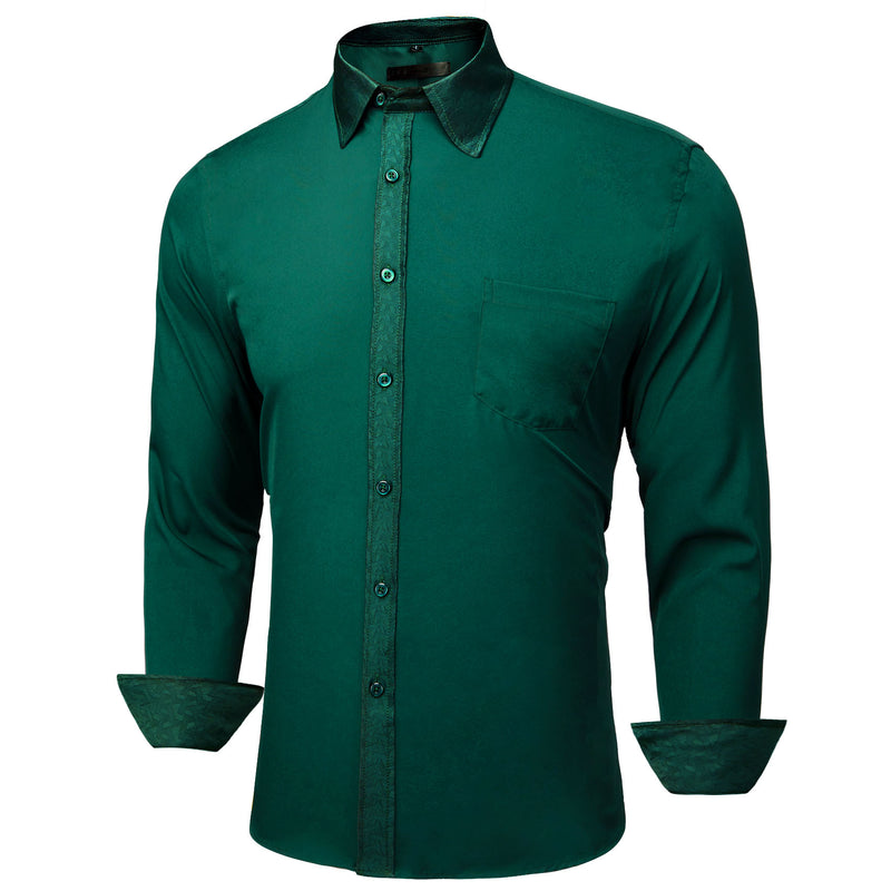 Dark Green With Green Geometric Edge Dress Shirt shirt    - Sophisticated Gentlemen