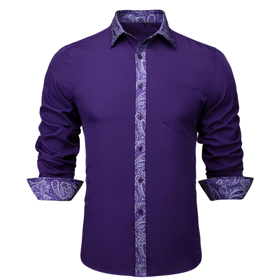 Purple Paisley Edge Dress Shirt shirt S   - Sophisticated Gentlemen