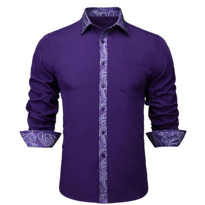 Purple Paisley Edge Dress Shirt shirt S   - Sophisticated Gentlemen