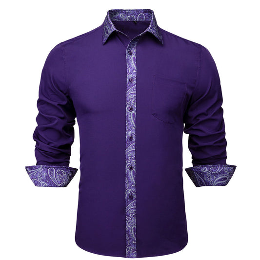 Purple Paisley Edge Dress Shirt shirt S   - Sophisticated Gentlemen