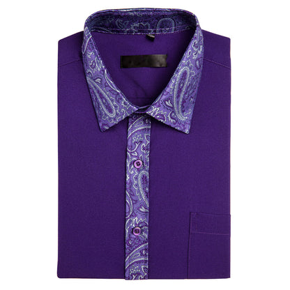 Purple Paisley Edge Dress Shirt shirt    - Sophisticated Gentlemen