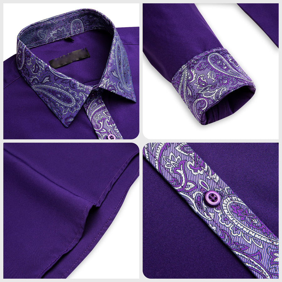 Purple Paisley Edge Dress Shirt shirt    - Sophisticated Gentlemen