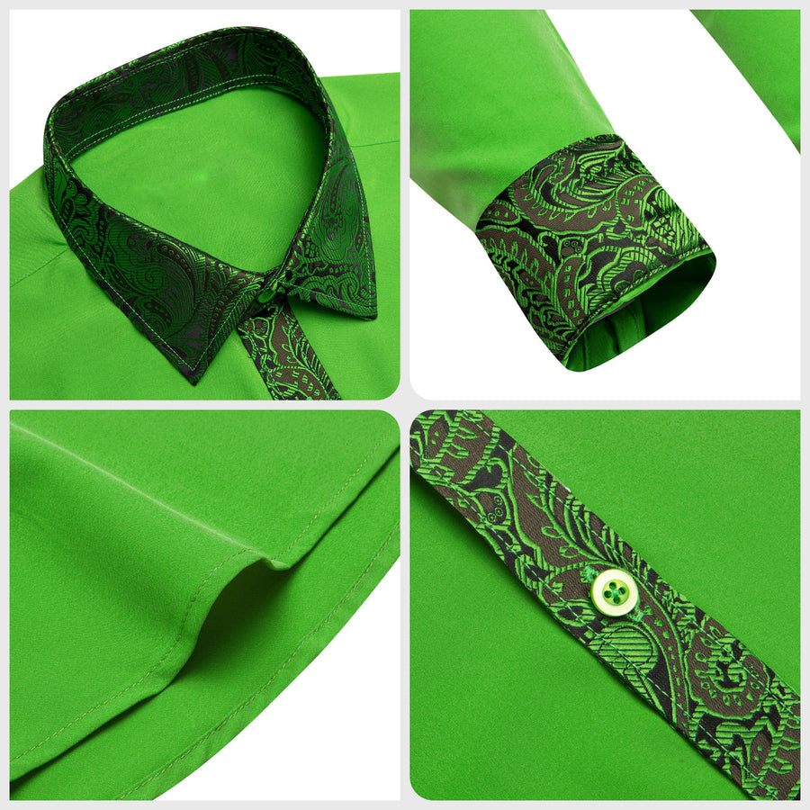 Cobalt Green With Green Paisley Edge Dress Shirt shirt    - Sophisticated Gentlemen