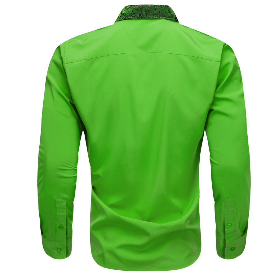 Cobalt Green With Green Paisley Edge Dress Shirt shirt    - Sophisticated Gentlemen