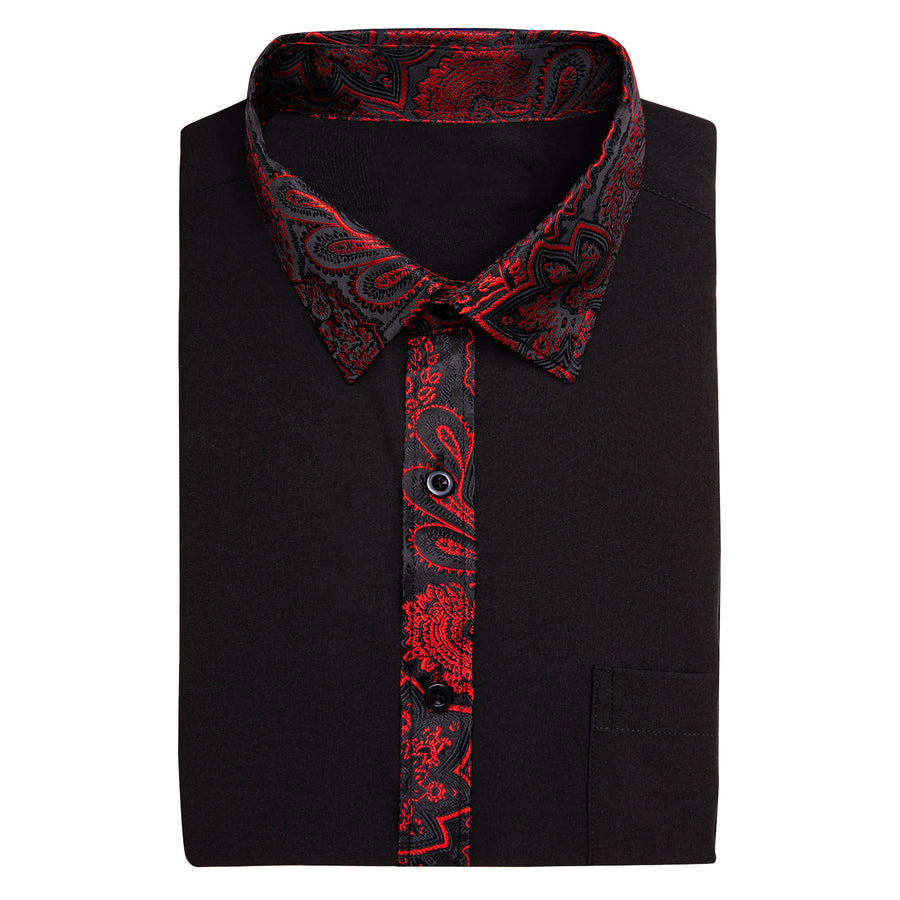 Black Red Paisley Edge Dress Shirt shirt    - Sophisticated Gentlemen